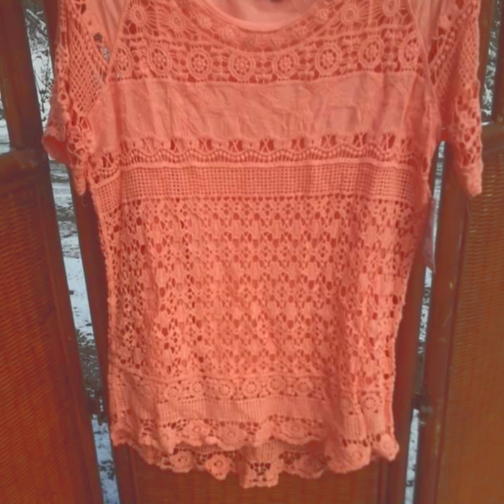 🆕️ Live & Let Live short sleeve Shirt Lace Blouse - Picture 2 of 12